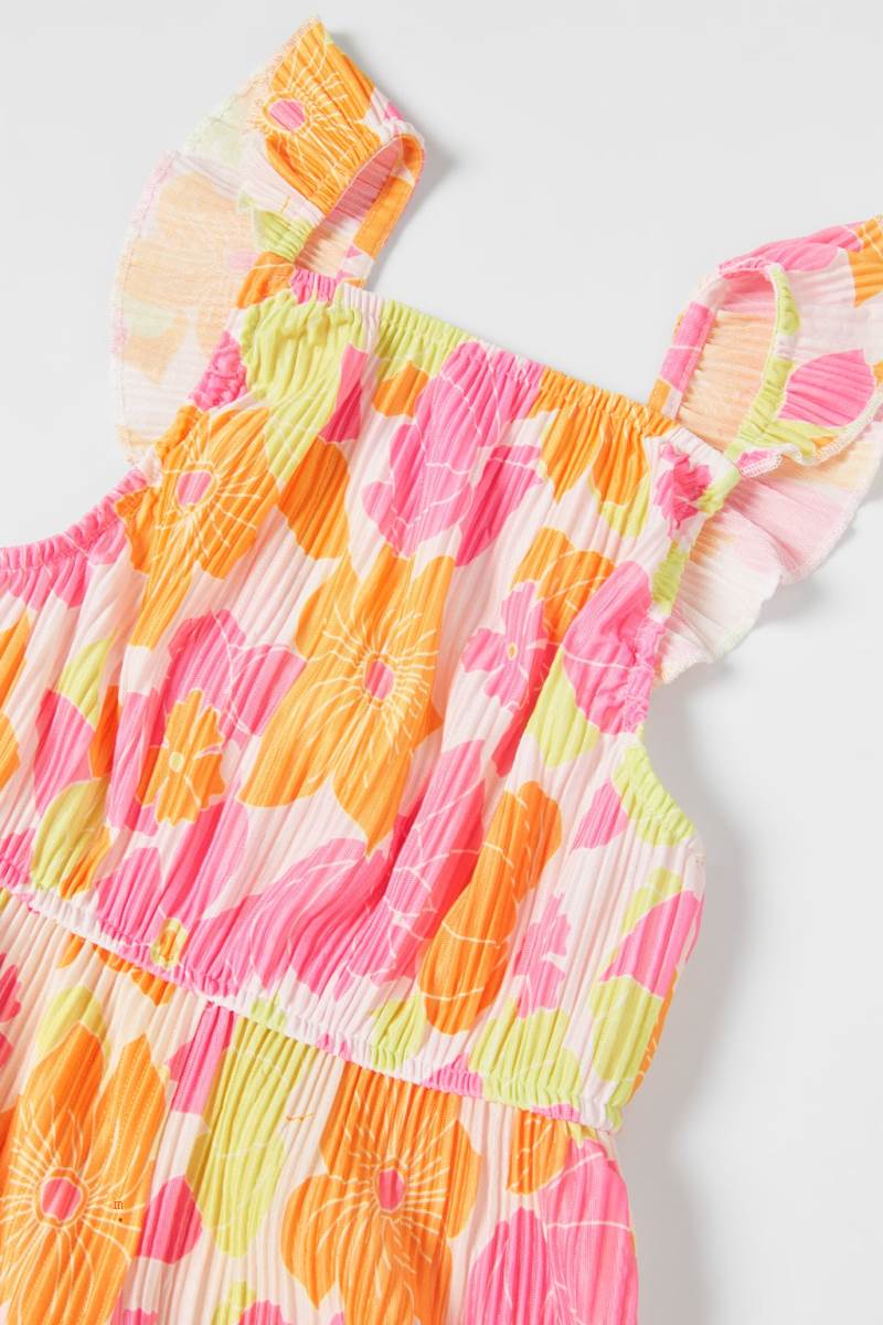 ZARA PLEATED FLORAL Jumpsuit Tjej Rosa | HBATC-2480