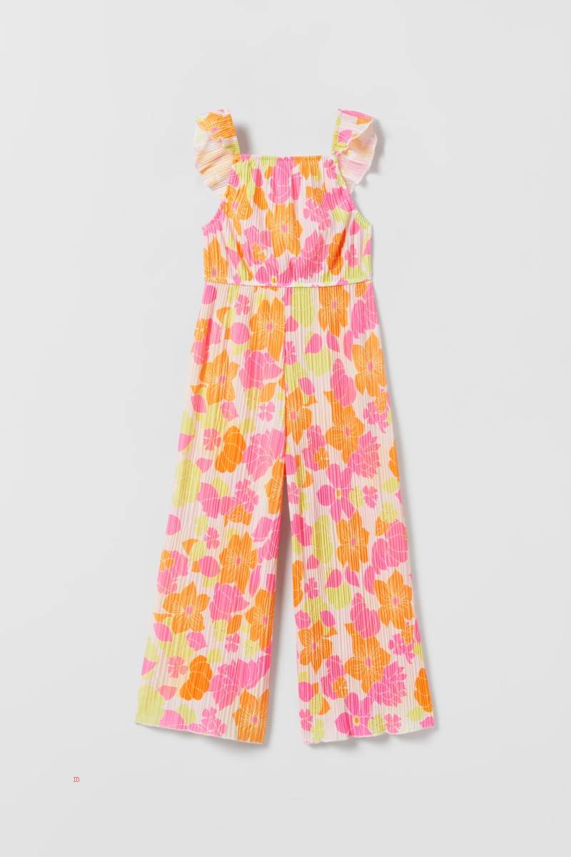 ZARA PLEATED FLORAL Jumpsuit Tjej Rosa | HBATC-2480