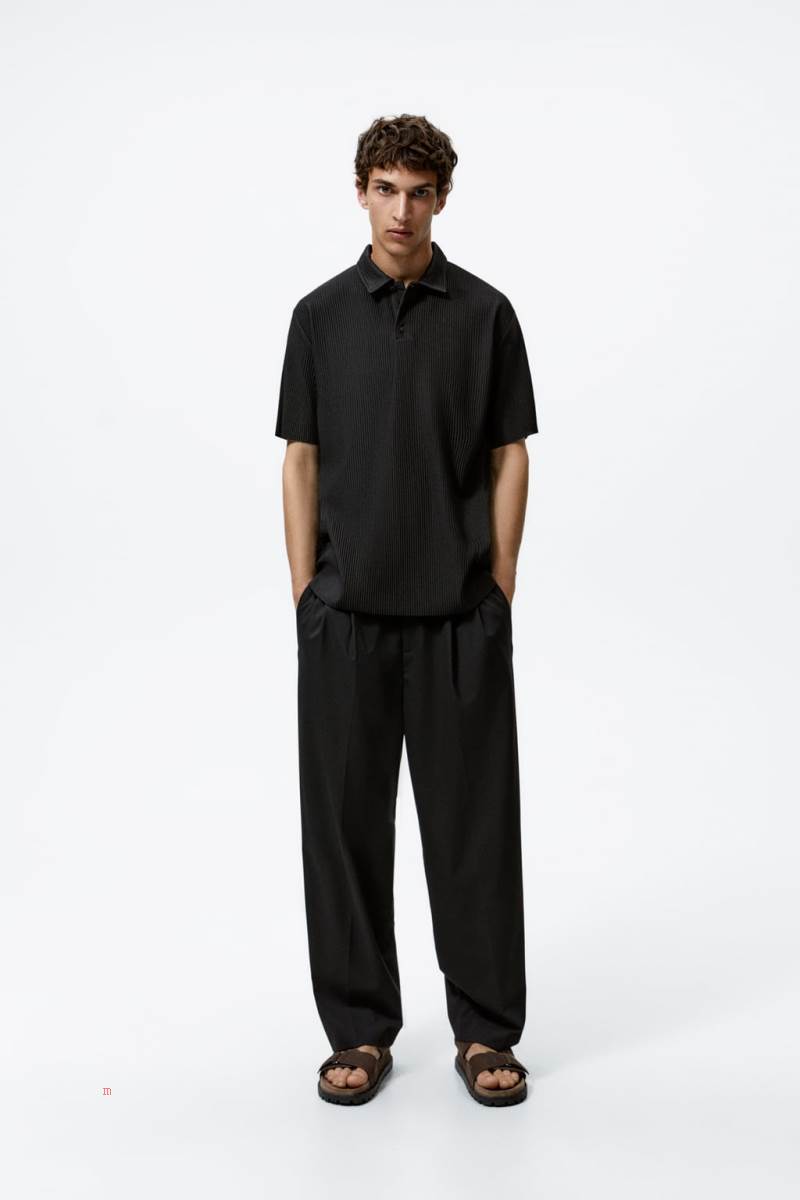 ZARA PLEATED Piketröja Herr Svarta | HVCGS-6793