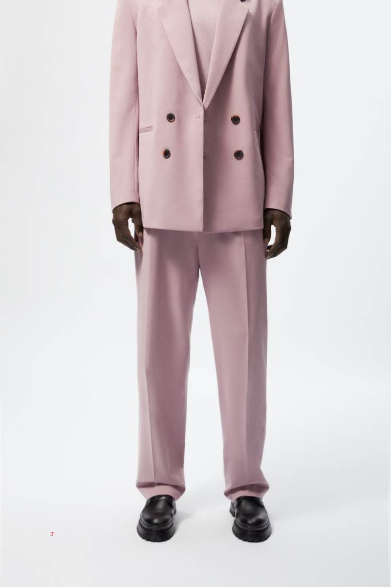 ZARA PLEATED SUIT Byxor Herr Rosa | EFKNC-1835