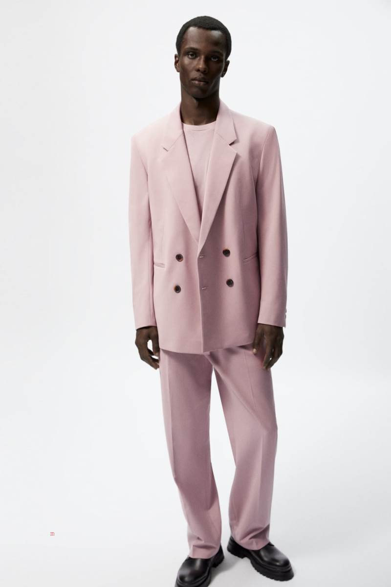ZARA PLEATED SUIT Byxor Herr Rosa | EFKNC-1835