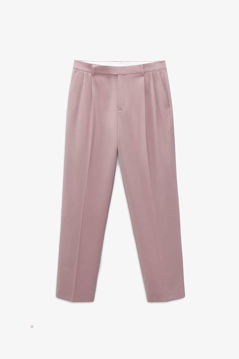 ZARA PLEATED SUIT Byxor Herr Rosa | EFKNC-1835