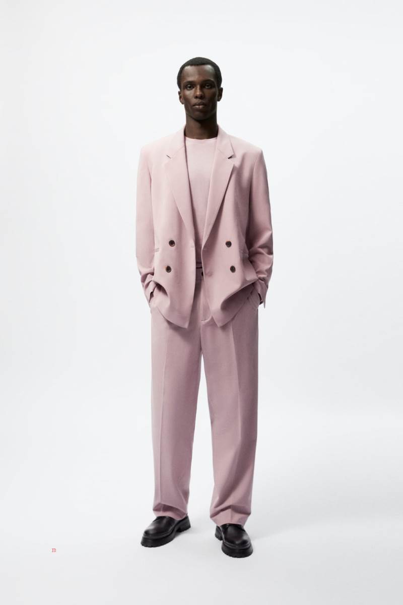 ZARA PLEATED SUIT Byxor Herr Rosa | EFKNC-1835