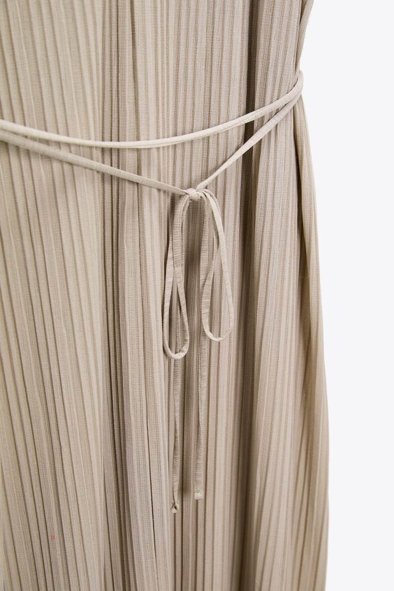 ZARA PLEATED TUNIC WITH BELT Klänning Dam Grå | PHIBO-8206