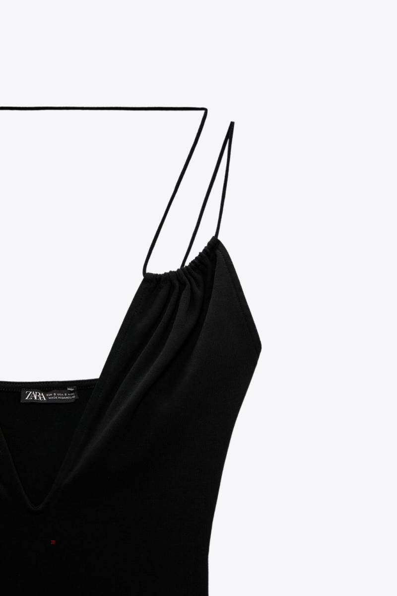 ZARA PLUNGE NECK Bodysuit Dam Svarta | LUKIC-1805