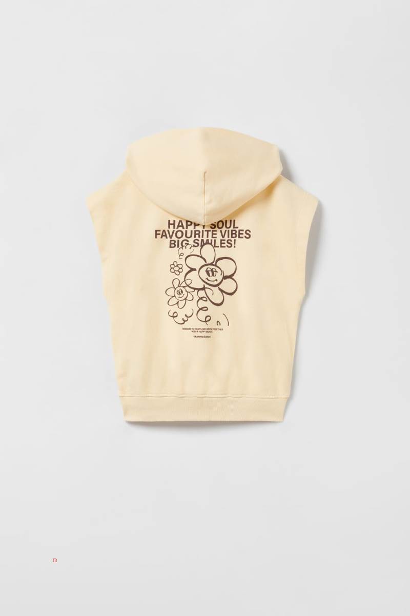 ZARA PLUSH HOODED Väst Pojke Gula | MXBYT-3815