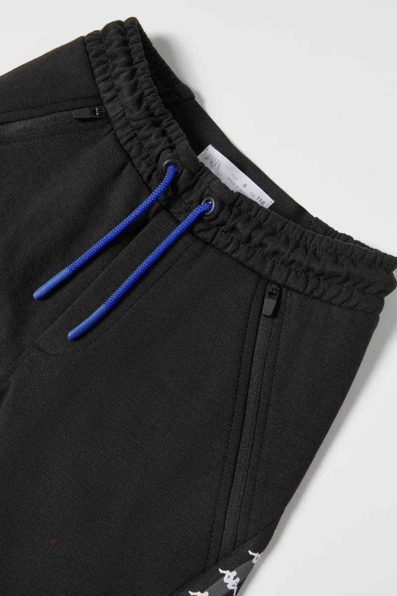 ZARA PLUSH SPORTY KAPPA BERMUDA Shorts Pojke Svarta | HAVNI-1369