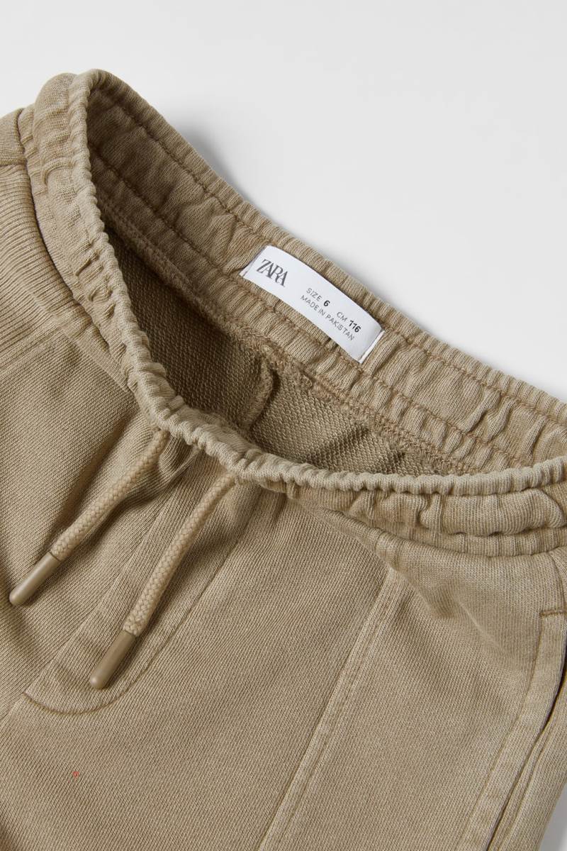 ZARA PLUSH WITH PANELS AND ZIPS Byxor Pojke Beige | FXORI-5927