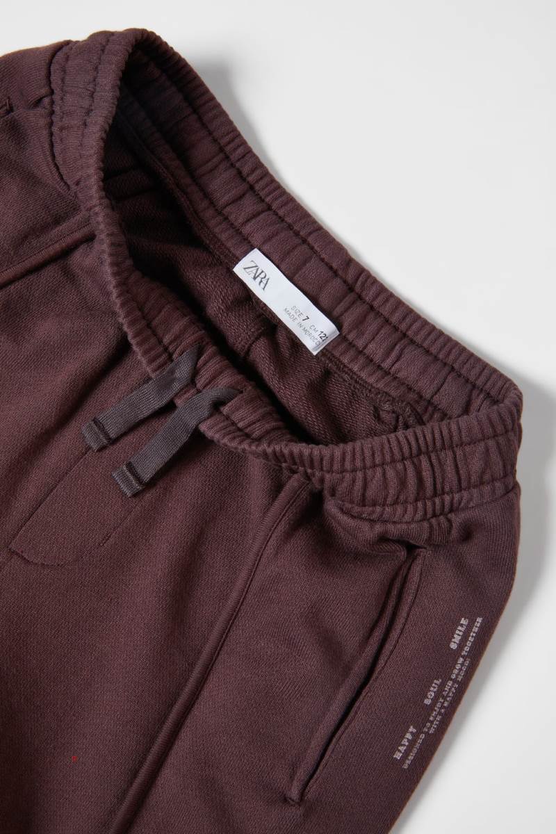ZARA PLUSH WITH PIPING Byxor Pojke Bruna | TPGQH-9513