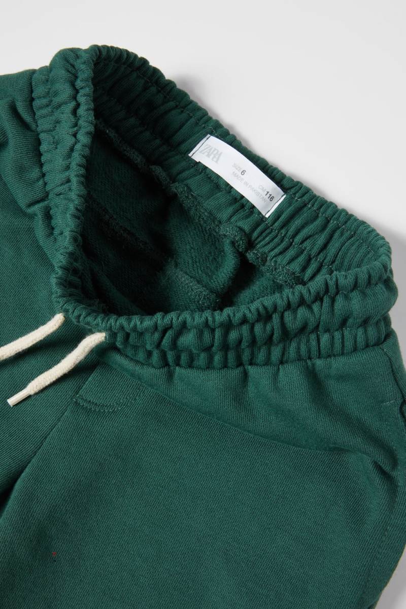 ZARA PLUSH WITH SLOGAN Byxor Pojke Gröna | PREYX-2781