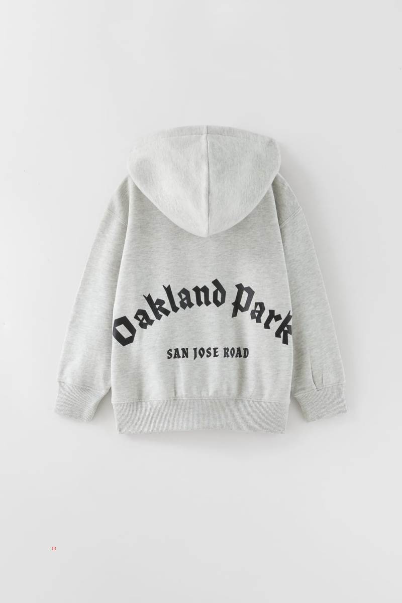 ZARA PLUSH WITH SLOGAN Hoodie Tjej Grå | OVCRK-4708