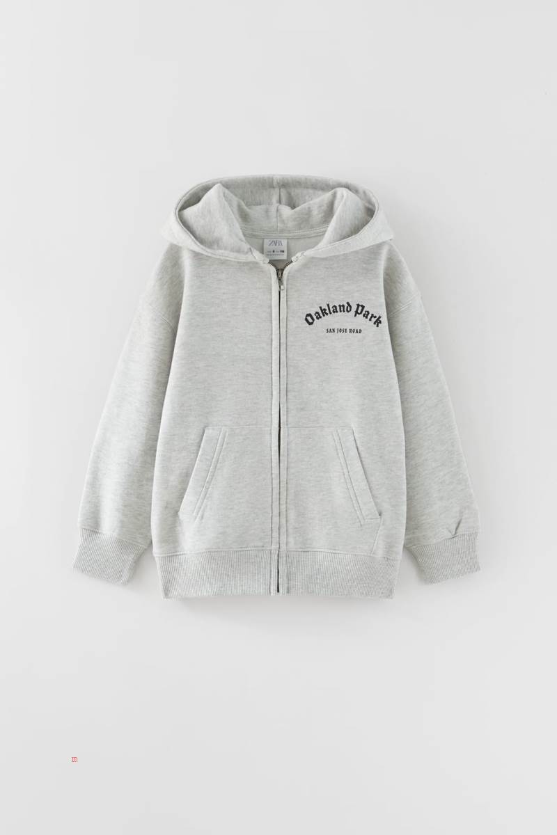 ZARA PLUSH WITH SLOGAN Hoodie Tjej Grå | OVCRK-4708