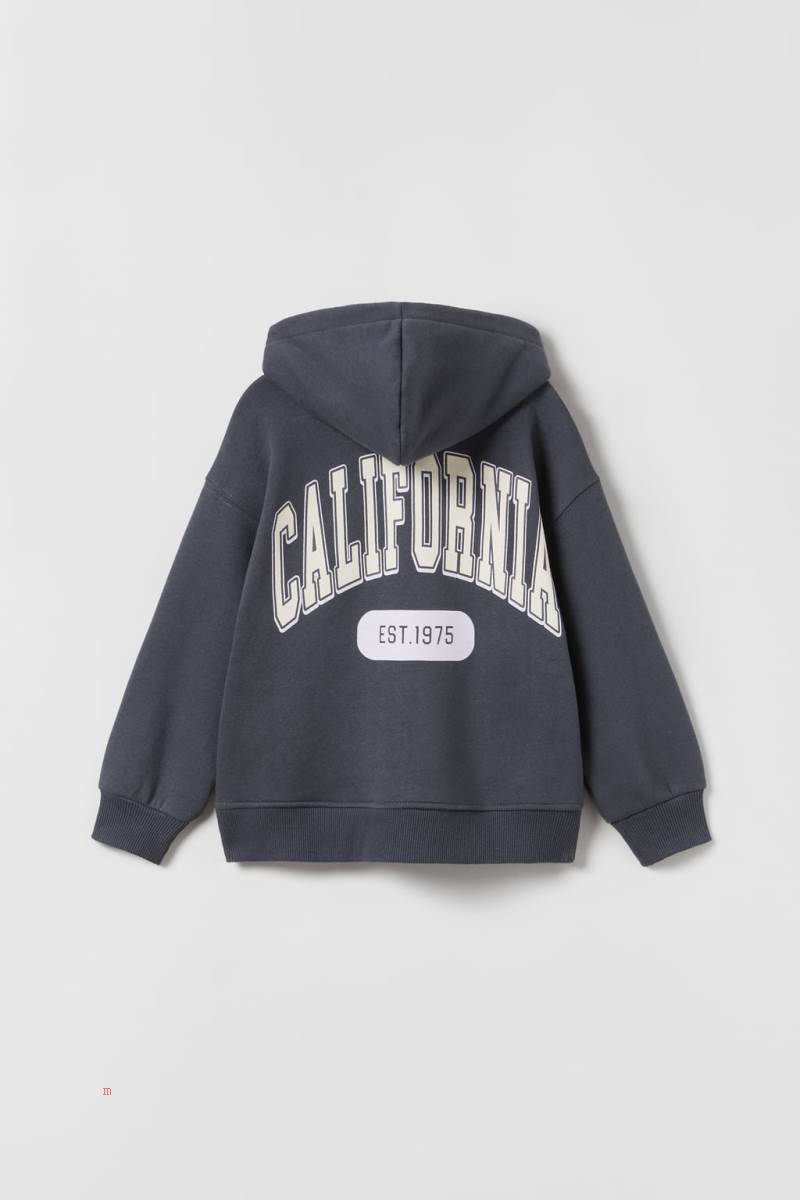 ZARA PLUSH ZIP-UP LOS ANGELES Jacka Pojke Mörkgrå | YIFMJ-1403