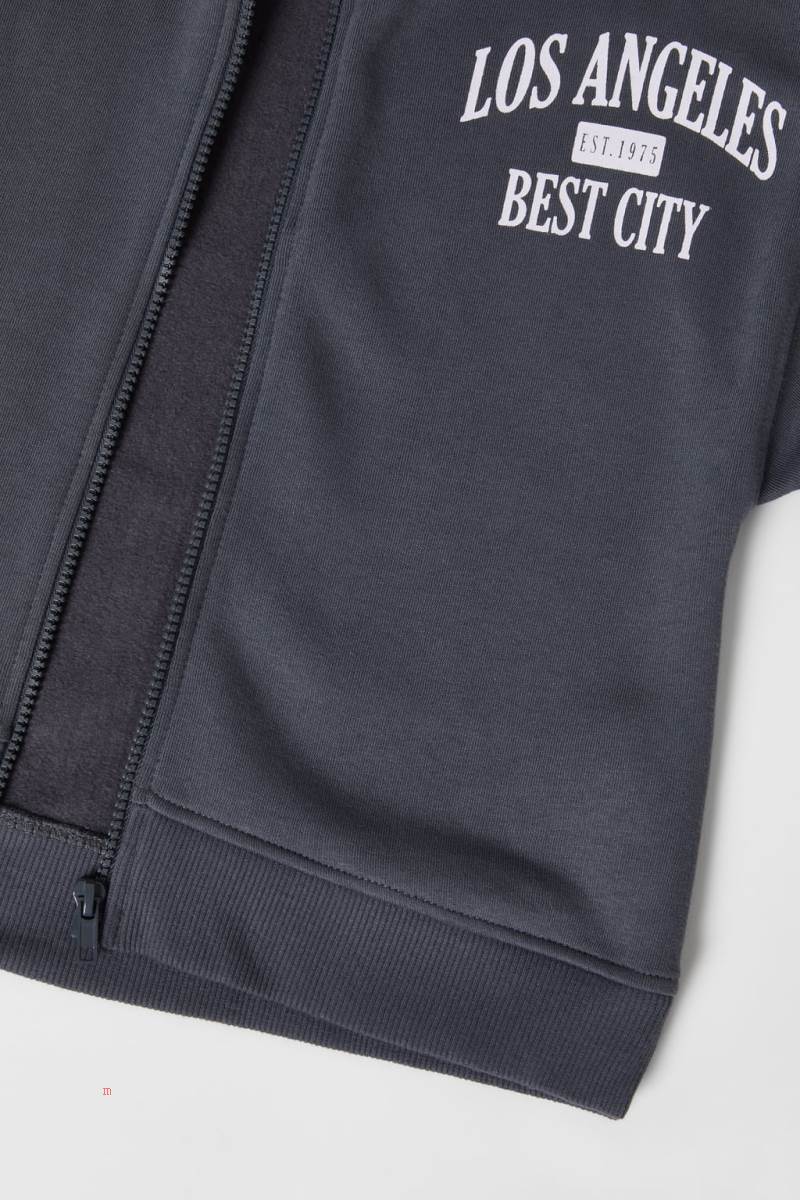 ZARA PLUSH ZIP-UP LOS ANGELES Jacka Pojke Mörkgrå | YIFMJ-1403