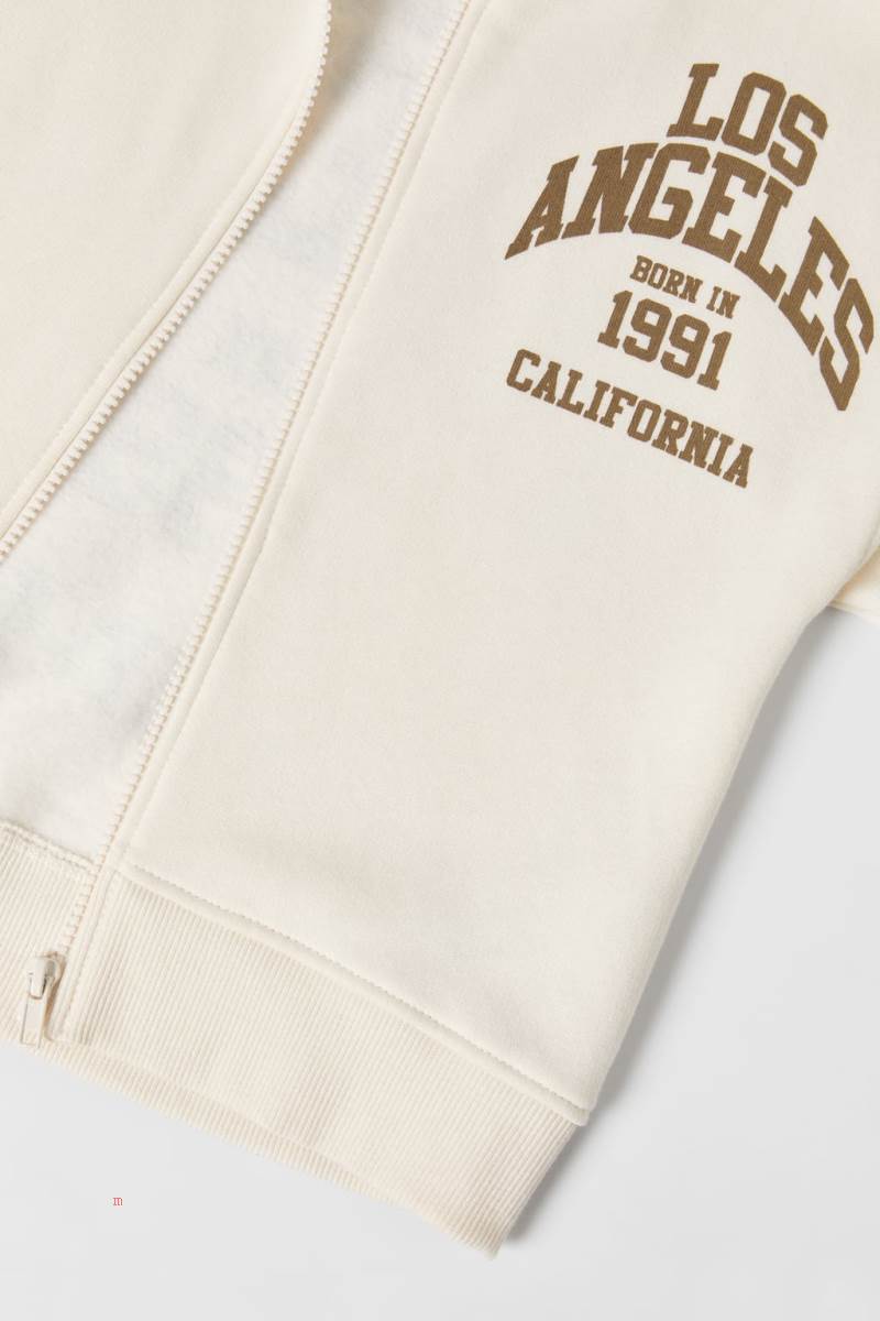 ZARA PLUSH ZIP-UP LOS ANGELES Jacka Tjej Beige | MJBUF-3051