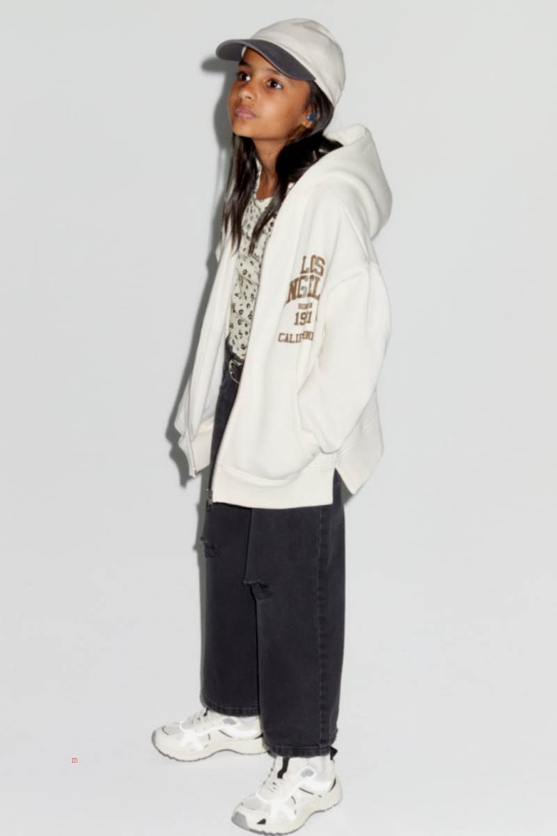 ZARA PLUSH ZIP-UP LOS ANGELES Jacka Tjej Beige | MJBUF-3051