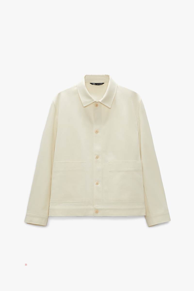 ZARA POCKETS BY JAVIER S. MEDINA Jacka Herr Vita | XYHOG-5736