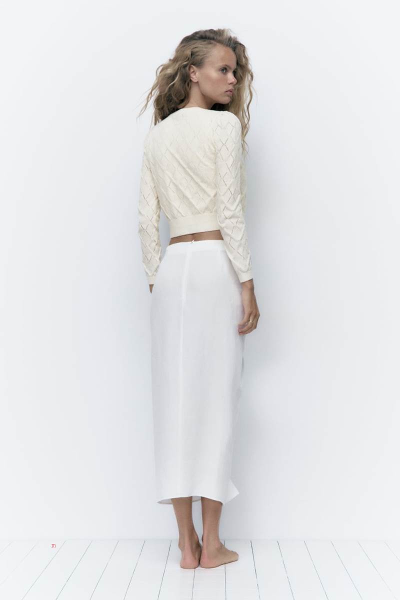 ZARA POINTELLE KNIT Cardigan Dam Grå Vita | DUSLI-9380