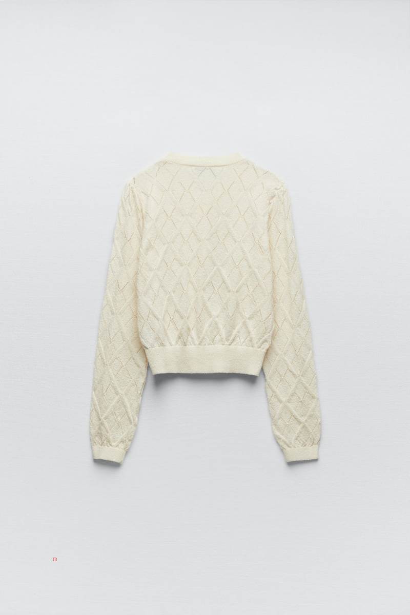 ZARA POINTELLE KNIT Cardigan Dam Grå Vita | DUSLI-9380