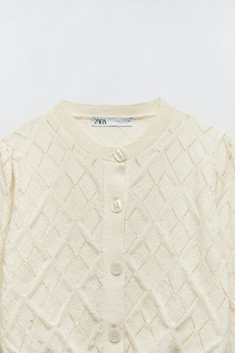 ZARA POINTELLE KNIT Cardigan Dam Grå Vita | DUSLI-9380