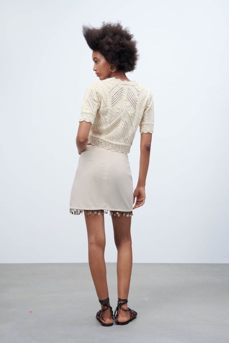 ZARA POINTELLE KNIT Cardigan Dam Grå Vita | WJUVG-4806