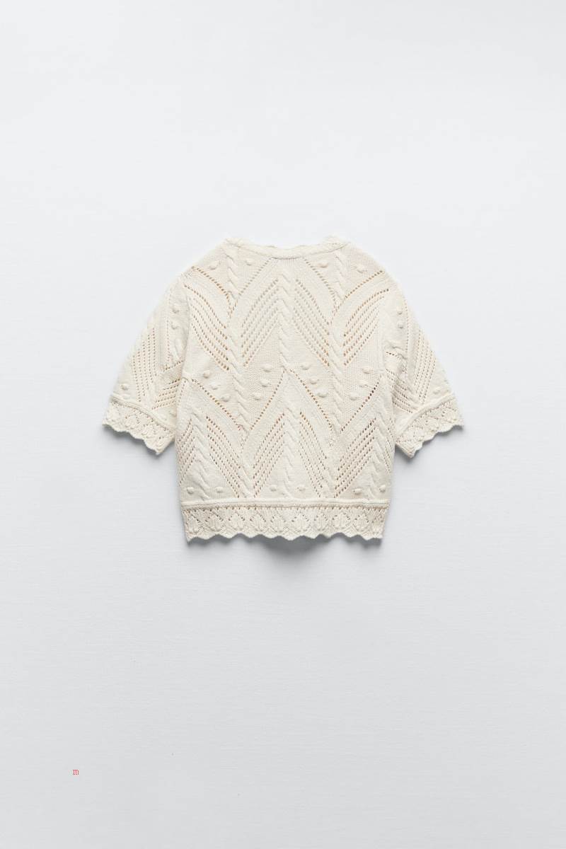 ZARA POINTELLE KNIT Cardigan Dam Grå Vita | WJUVG-4806