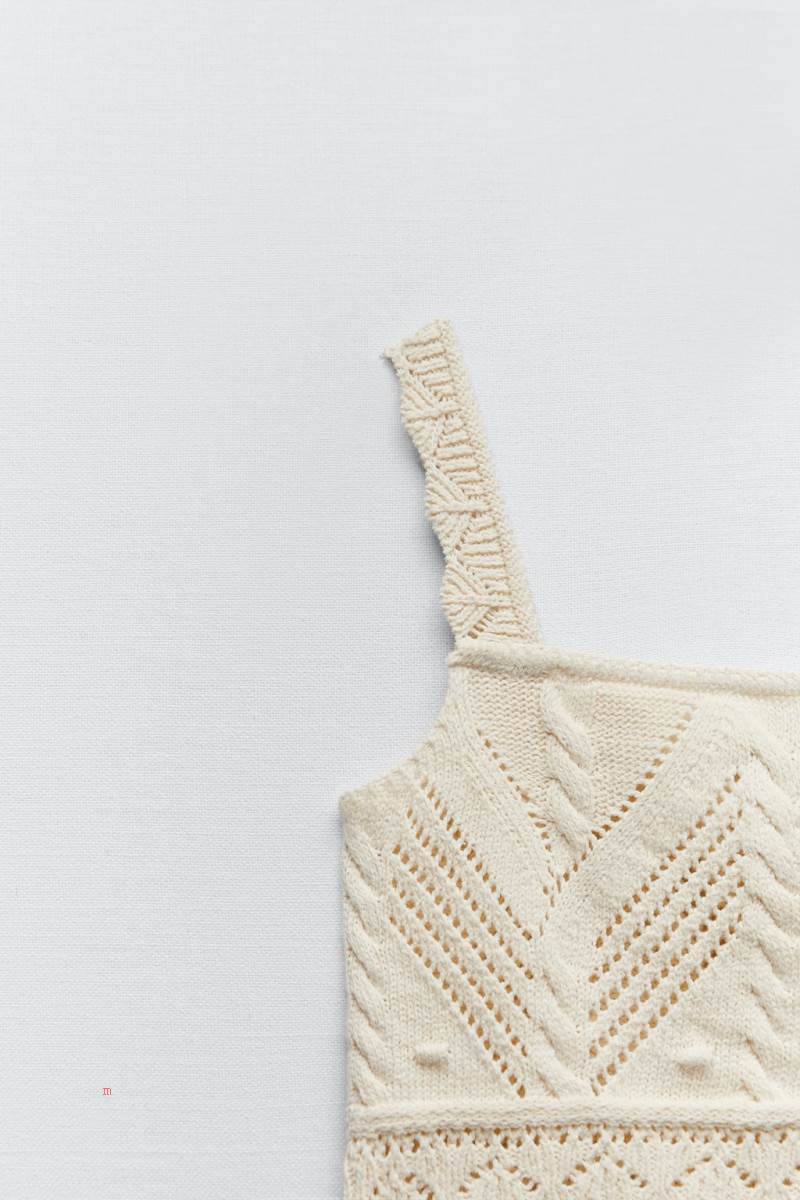 ZARA POINTELLE KNIT Crop Top Dam Grå Vita | SMIXF-2768