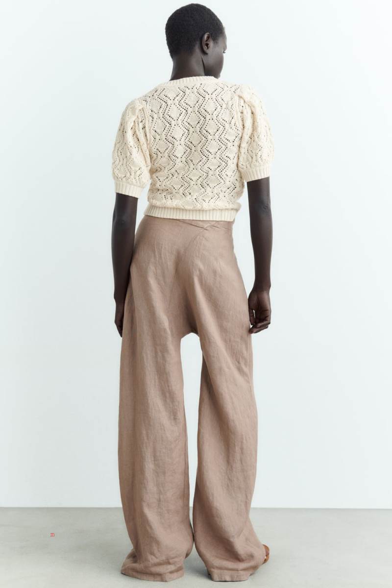 ZARA POINTELLE-KNIT TOP Stickat Dam Grå Vita | VOBRK-7062