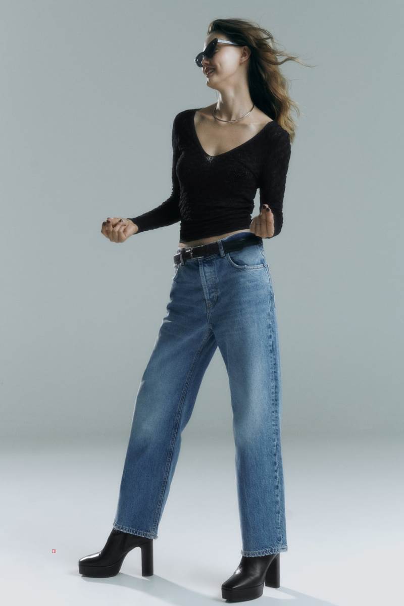 ZARA POINTELLE KNIT Tröjor Dam Svarta | PVEJF-3296