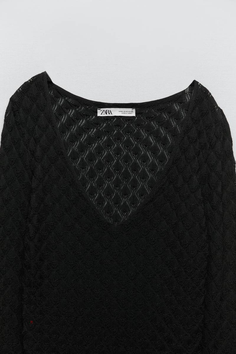 ZARA POINTELLE KNIT Tröjor Dam Svarta | PVEJF-3296