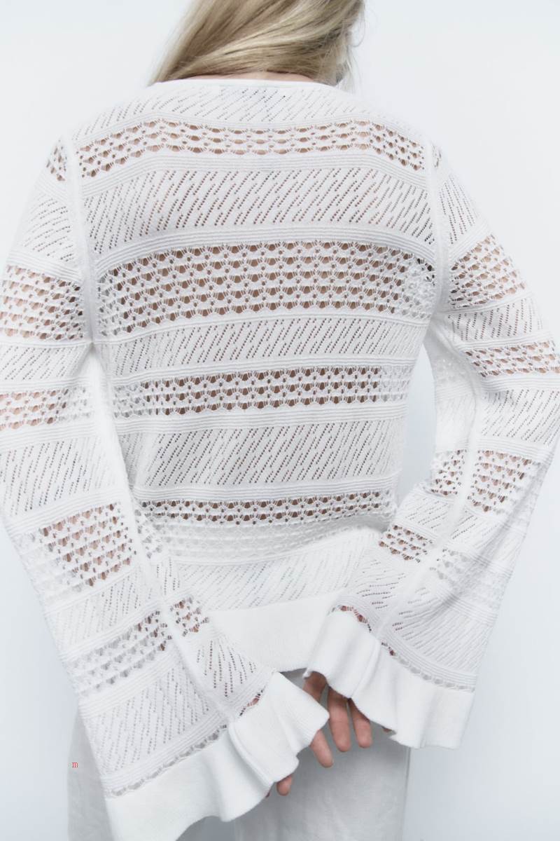 ZARA POINTELLE TOP Stickat Dam Vita | VWQSG-1564