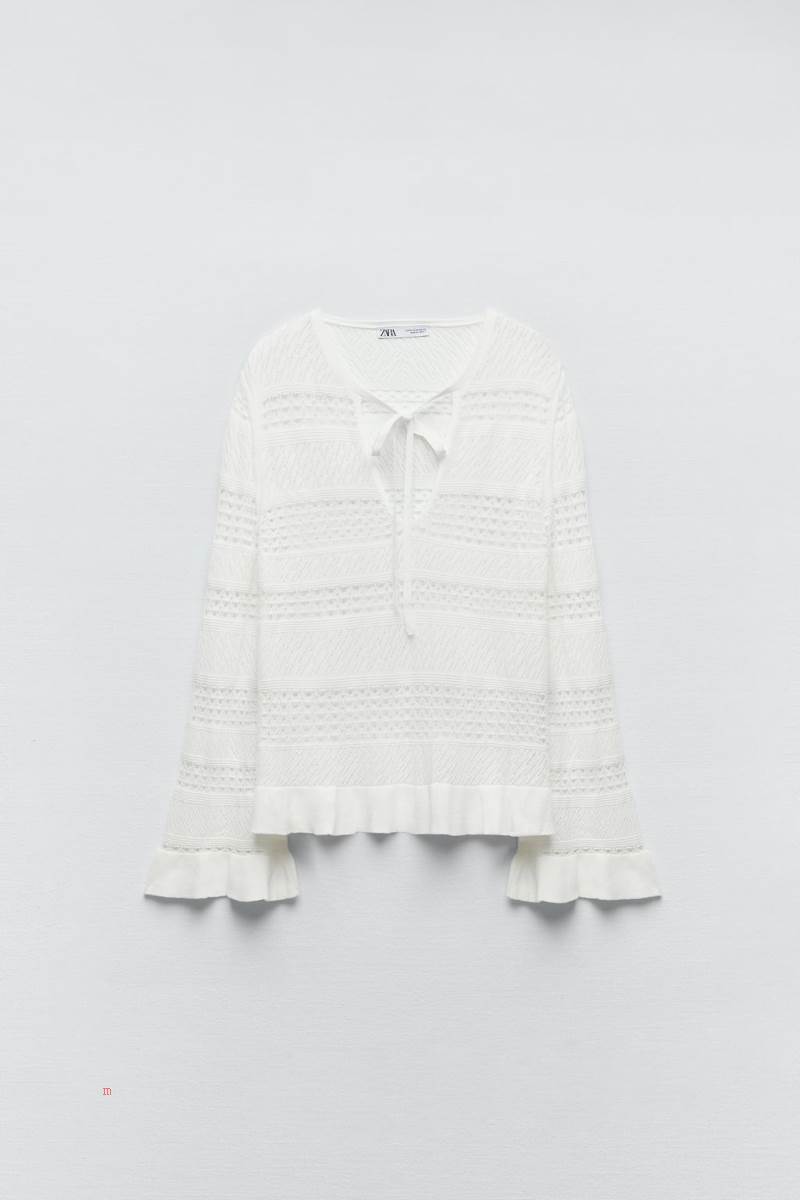 ZARA POINTELLE TOP Stickat Dam Vita | VWQSG-1564