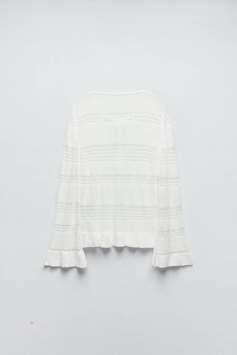ZARA POINTELLE TOP Stickat Dam Vita | VWQSG-1564