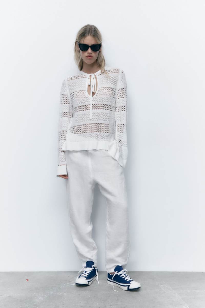 ZARA POINTELLE TOP Stickat Dam Vita | VWQSG-1564