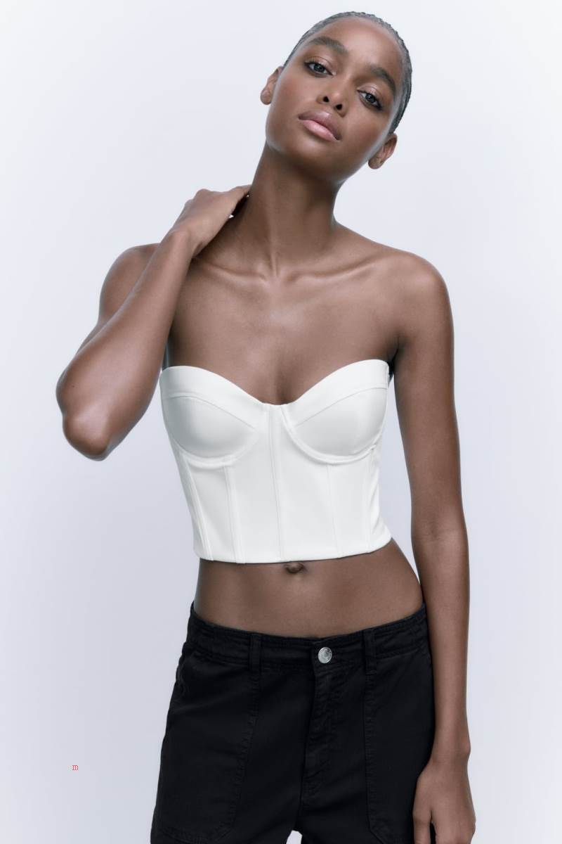 ZARA POPLIN CORSETRY-INSPIRED TOP Korsett Dam Vita | TPDMB-7618