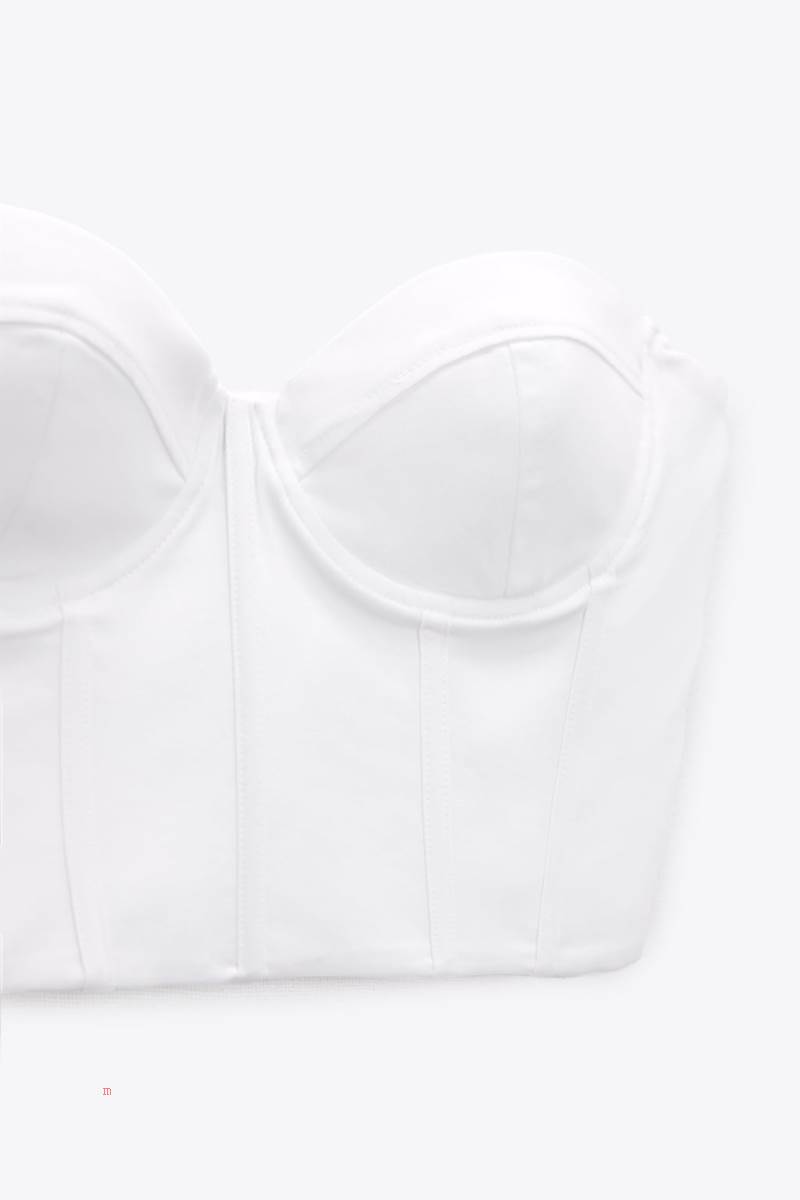 ZARA POPLIN CORSETRY-INSPIRED TOP Korsett Dam Vita | TPDMB-7618