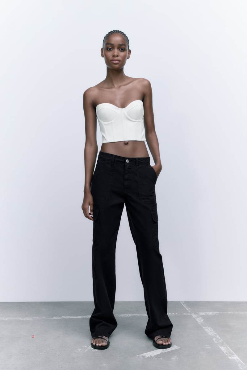 ZARA POPLIN CORSETRY-INSPIRED TOP Korsett Dam Vita | TPDMB-7618
