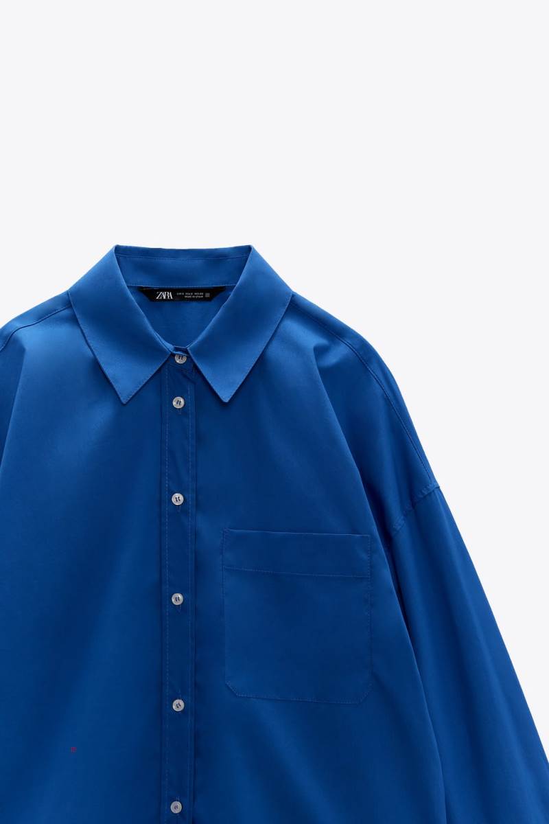 ZARA POPLIN Skjorta Dam Blå | YKSCD-5903