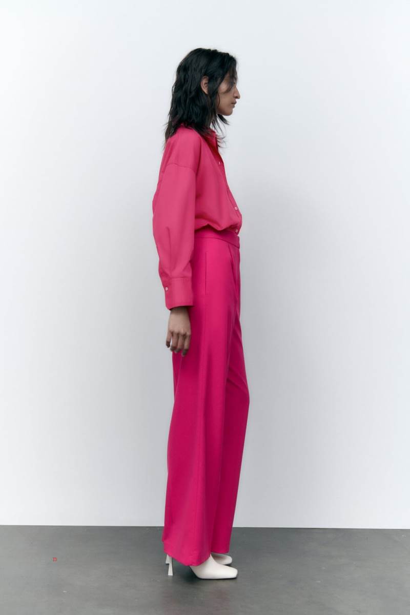 ZARA POPLIN Skjorta Dam Fuchsia | GHYFT-6780
