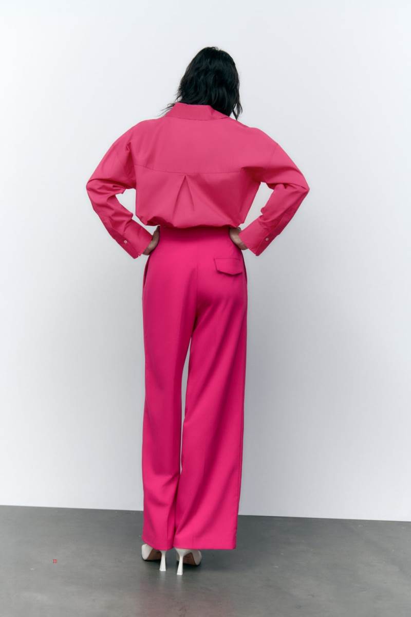 ZARA POPLIN Skjorta Dam Fuchsia | GHYFT-6780