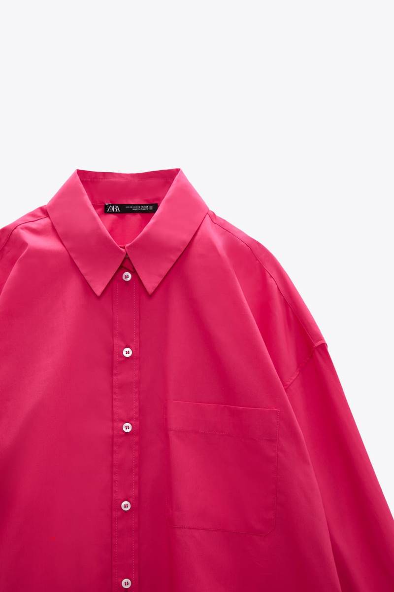 ZARA POPLIN Skjorta Dam Fuchsia | GHYFT-6780