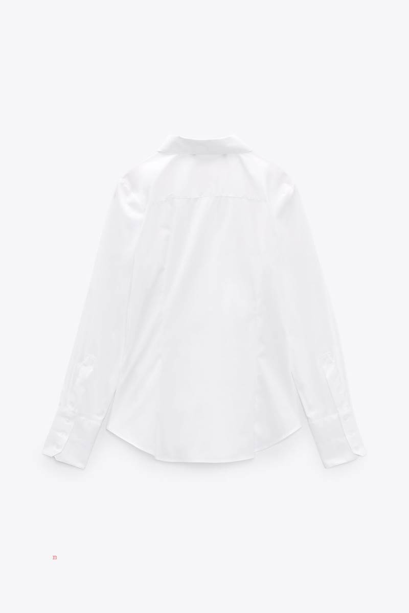 ZARA POPLIN Skjorta Dam Vita | BMVSG-4106