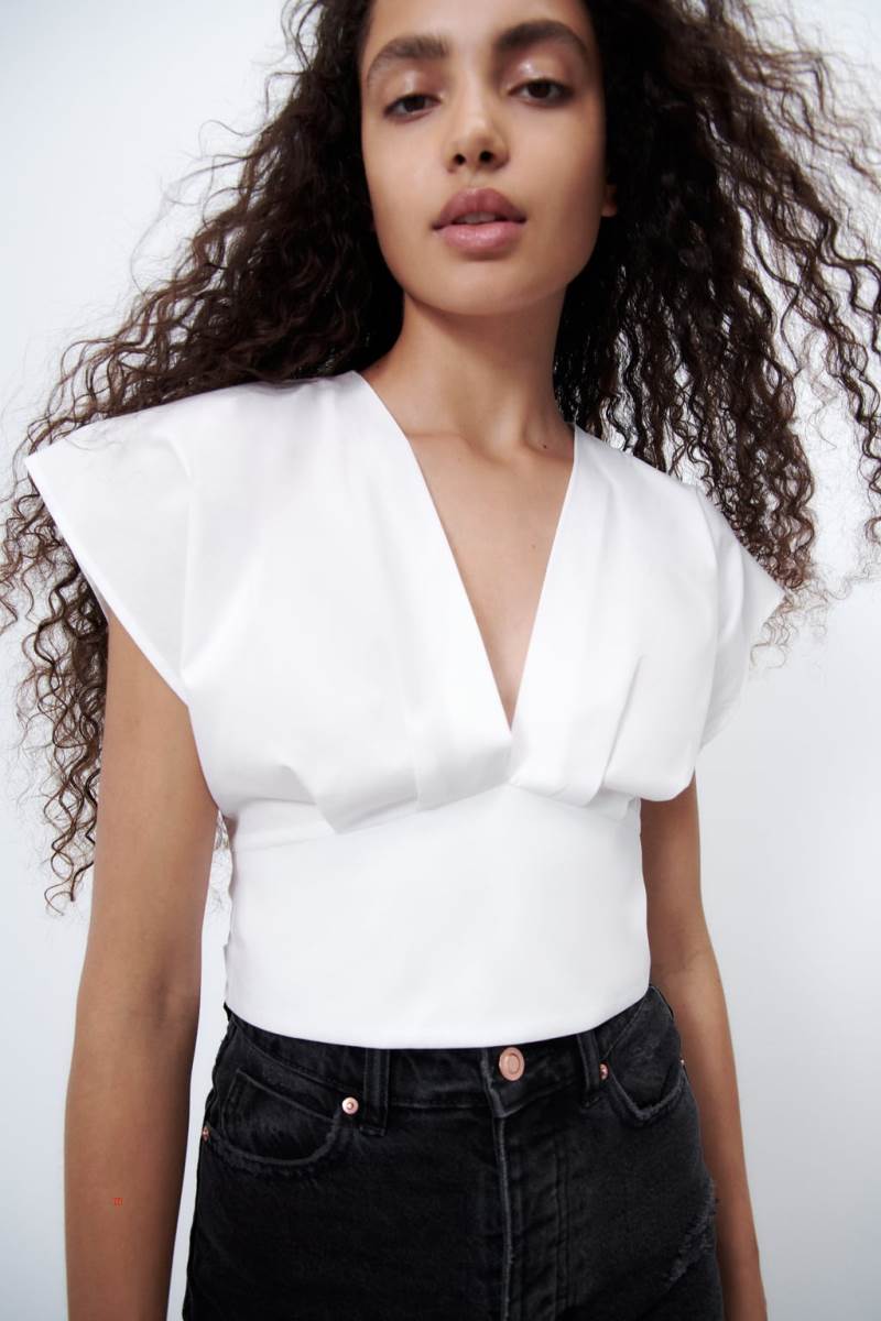 ZARA POPLIN TOP WITH BOW Crop Top Dam Vita | VGAYZ-4013