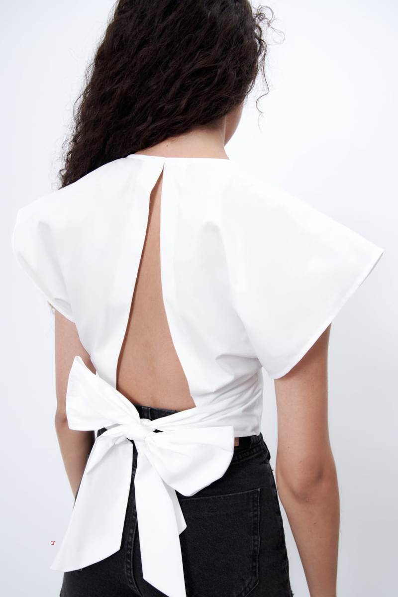 ZARA POPLIN TOP WITH BOW Crop Top Dam Vita | VGAYZ-4013