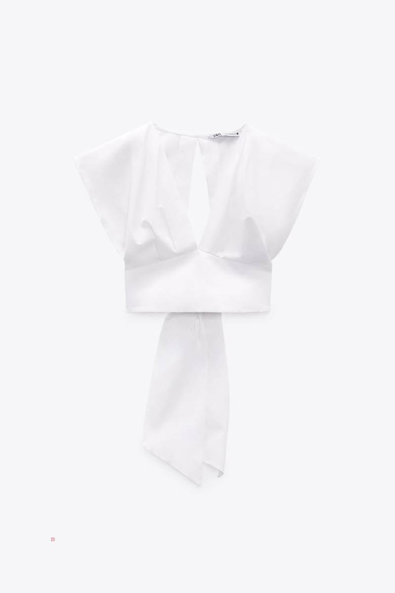 ZARA POPLIN TOP WITH BOW Crop Top Dam Vita | VGAYZ-4013