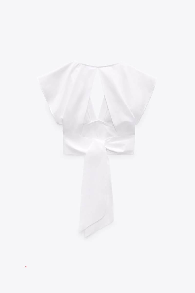 ZARA POPLIN TOP WITH BOW Crop Top Dam Vita | VGAYZ-4013