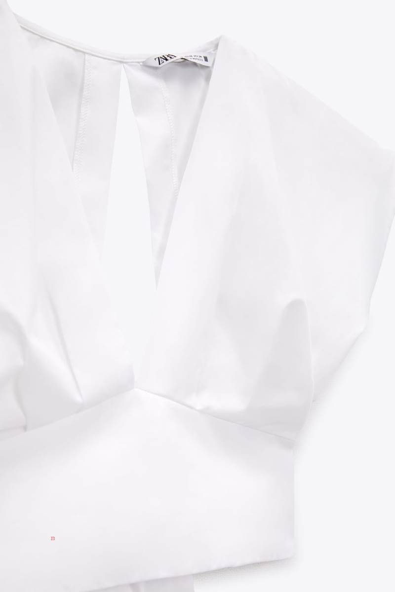 ZARA POPLIN TOP WITH BOW Crop Top Dam Vita | VGAYZ-4013