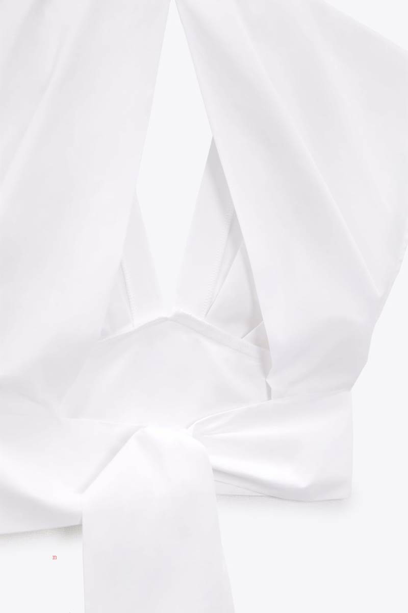 ZARA POPLIN TOP WITH BOW Crop Top Dam Vita | VGAYZ-4013