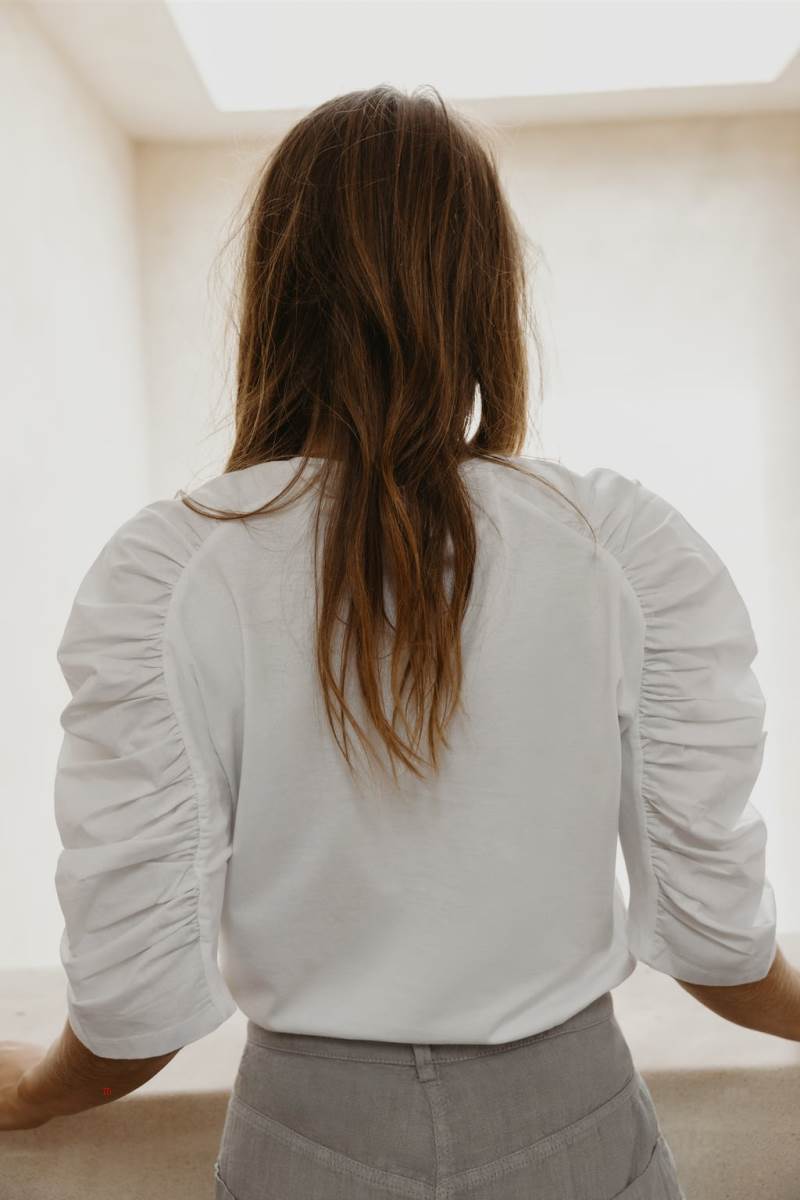 ZARA POPLIN T-shirt Dam Vita | HWVFR-0243