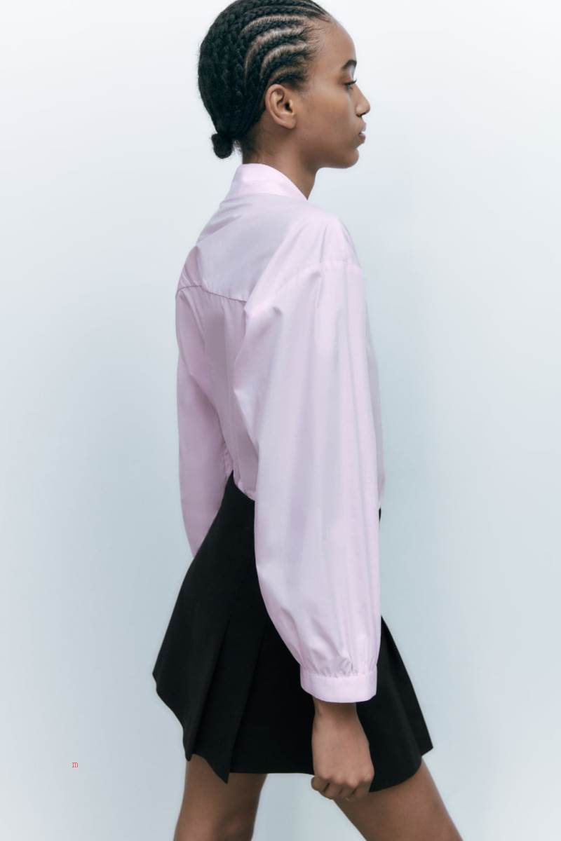 ZARA POPLIN WITH BEJEWELLED BUTTONS Skjorta Dam Ljusrosa | ITJOS-5294